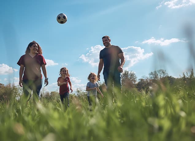 A professional photograph of a happy family